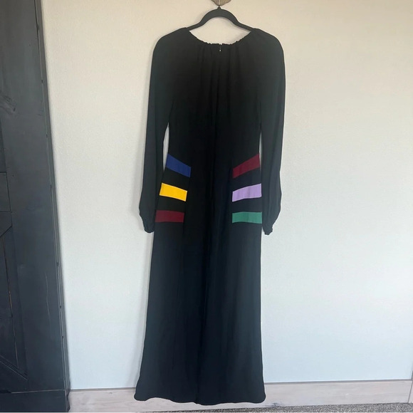 NWOT STAUD Pacha Bell Sleeve Color Blocking Maxi Dress Black Lilac Multicolor 2 - Picture 14 of 16